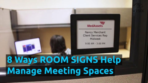 Digital room signs make space management easy, fast and modern. Use your own calendar app and book meetings right at the door.