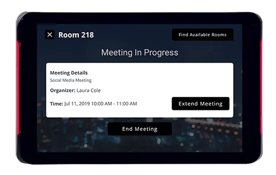 Connect signs show information for meetings in progress and change the side lights to red