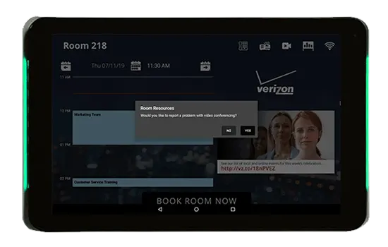 Connect room signs let you report issues with room AV resources right at the room sign, sending a notice to your IT or AV department