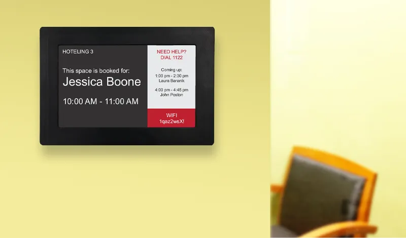 Epaper room signs are wireless and lightweight so they mount easily on any surface