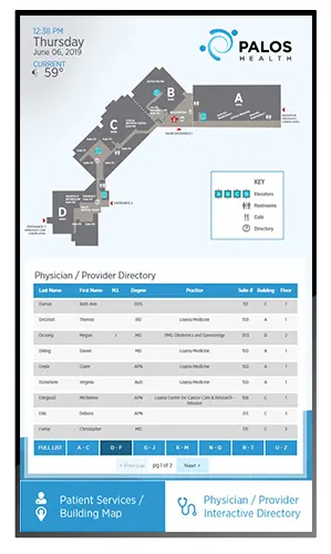 Interactive wayfinding and directory sample for hospitals