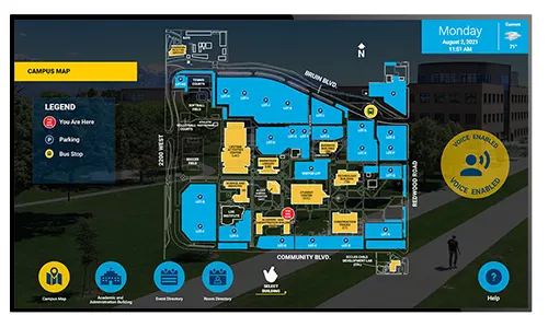 Sample interactive campus wayfinding for colleges and universities