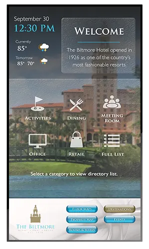 Interactive digital signage used as virtual concierge for hotels