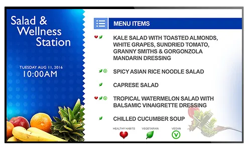 Sample digital menu board for K-12 schools