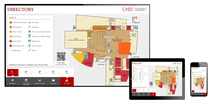 Responsive HTML5 wayfinding designs help you guide visitors, students and staff around your campus