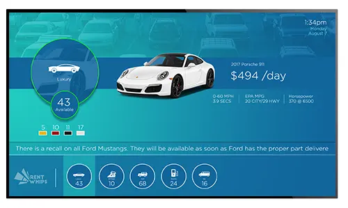 Interactive kiosk sample for car rental location using digital signage