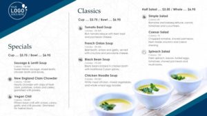 Show menu items, descriptions, nutritional icons and more.