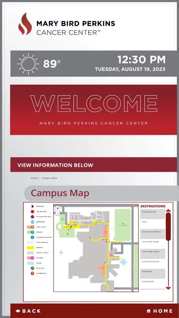 Mary Bird Perkins Cancer Center Touchscreen Wayfinding Map