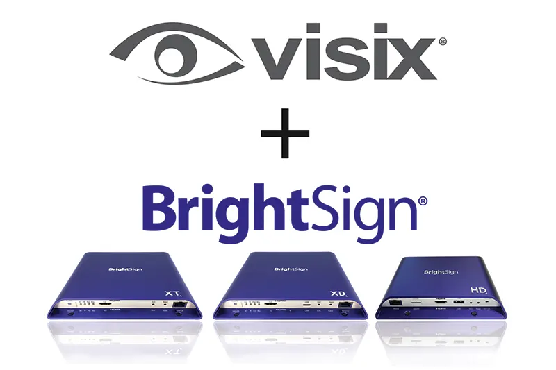Visix digital signage software will allow users to design and publish presentations for BrightSign Series 5, Series 4, HD, XD and XT players from within the AxisTV Signage Suite CMS. 