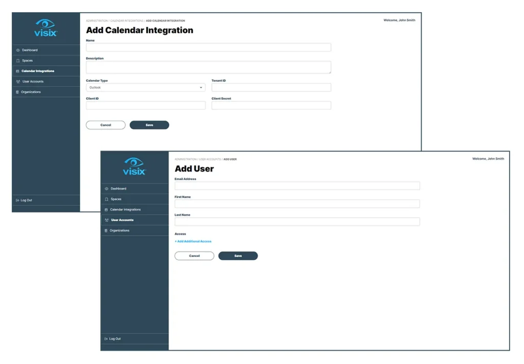 Manage all of your shared spaces, calendar integrations and users in a cloud dashboard