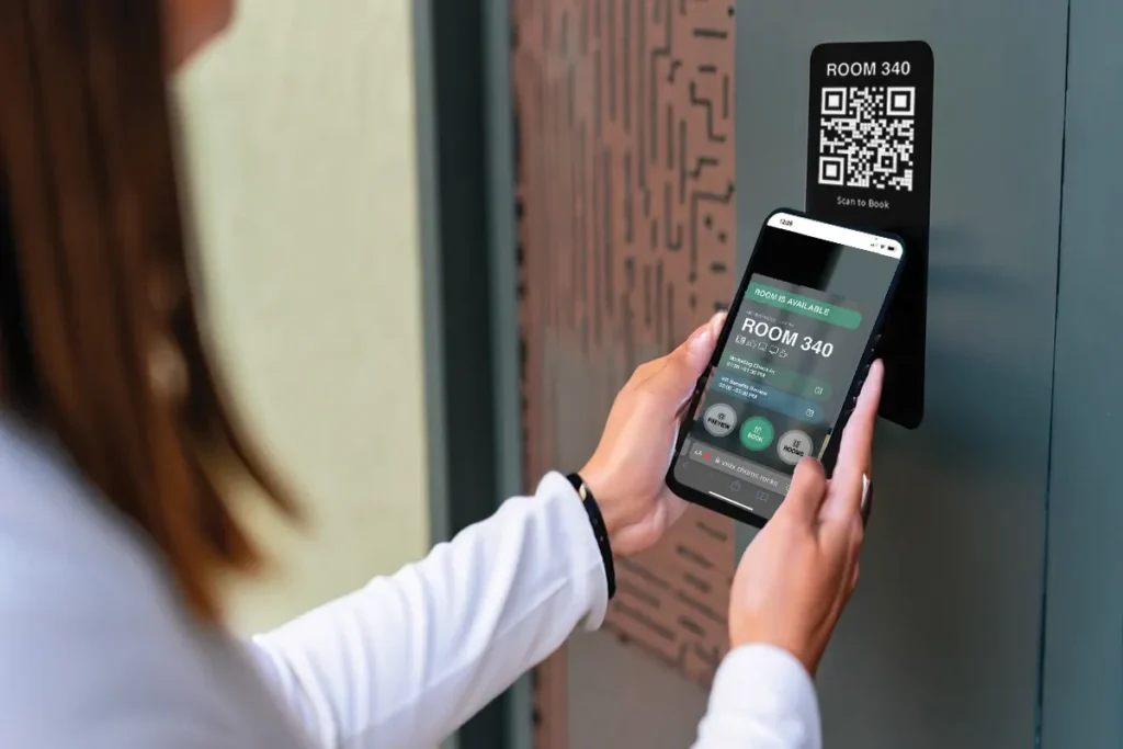 Choros lets you scan and book shared spaces using your smartphone camera. No app required.