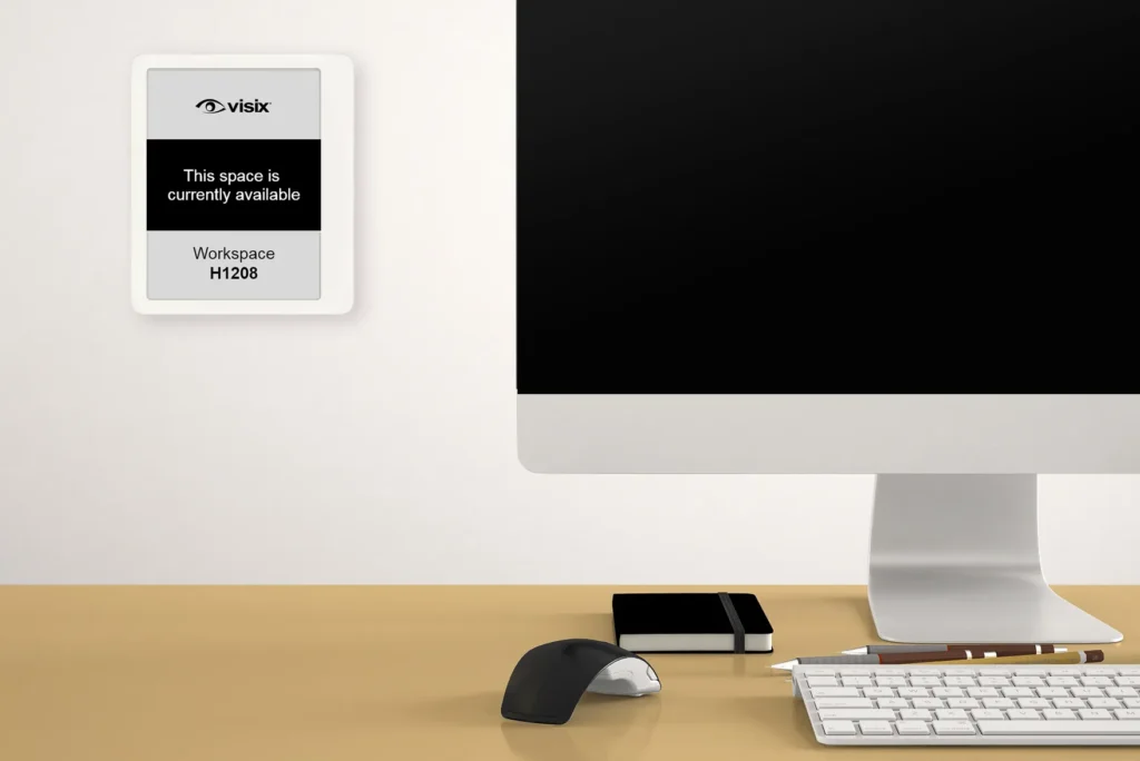 EPS 42 desk signs can show open workstations and desks with QR codes that access booking calendars