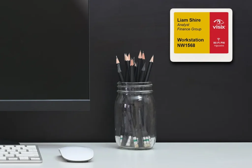 E Ink desk signs let you show desk reservations for hybrid offices on wireless displays