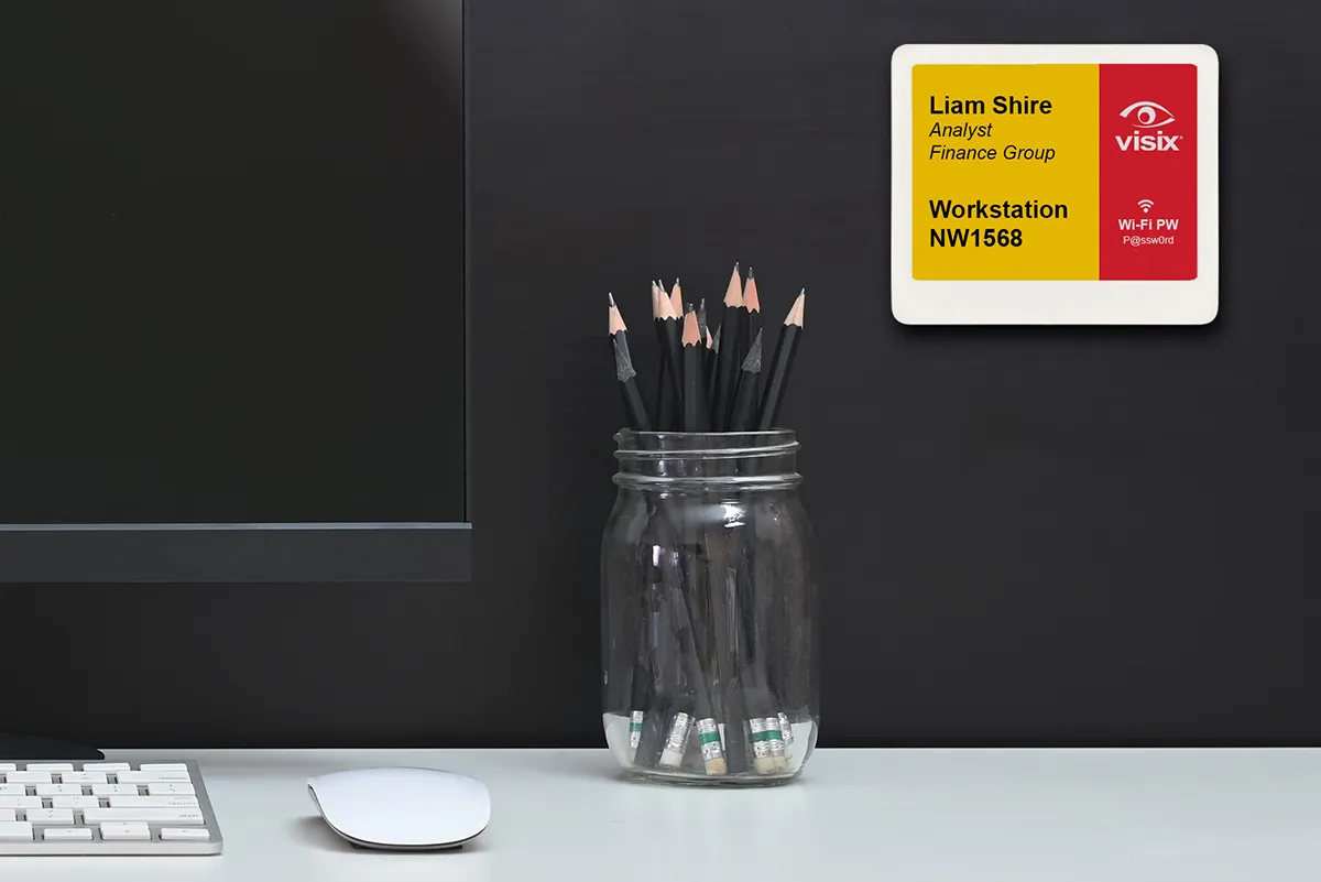 E Ink desk signs let you show desk reservations for hybrid offices on wireless displays