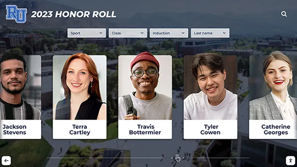 Digital honor roll display with student photos to spotlight academic achievement