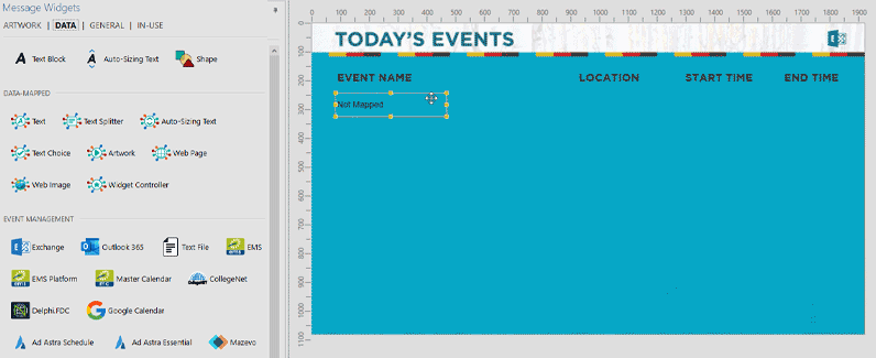 Calendar widgets in AxisTV Design let you show data from your event management system